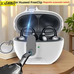 for Men Huawei Freeclip Case Cover with Safety Lock&Phone Stand Sandstone Skins Earphone Cover for Huawei Freeclip Earbuds Case