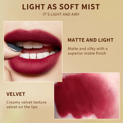 QIBEST 2 in 1 Long-lasting Matte Lipstick Sexy Red Lipstic Velvet Lipgloss Women Waterproof Nude Lip Tint Girl Fashion Makeup