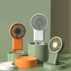 Foldable Handheld Desktop USB Rechargeable Mini Fan Cartoon Design with Hook for Mountaineering Outdoor Home Office use