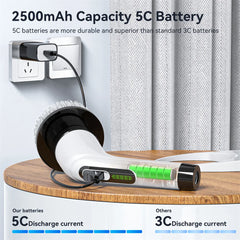 Electric Spin Scrubber Cordless Cleaning Brush with Power Display Screen Waterproof Shower Cleaning Brush with 7 Brush heads
