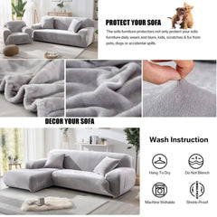 Velvet Sofa Cover Elastic Thick L Shaped Corner Sofa Cover for Living Room 1/2/3/4 Seater Stretch Cover for Sofa Couch Armchair