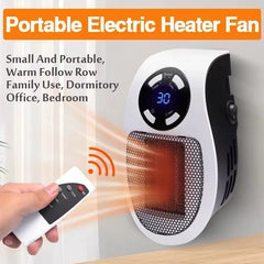 Portable Electric Heater Mini Radiator Plug in Wall with Remote Control Fast Heating Hand Warmer for Room Office Desk Use