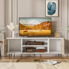 Modern TV Stand for 65 Inch TV – Entertainment Center with Storage Cabinet & Open Shelves (XMSJ)
