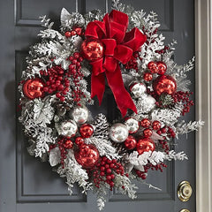 Christmas Wreath Rattan Set Christmas Decorations Bow Flower Garland For Front Door Hanging Christmas Ornaments New Year Decor