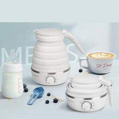 Travel Folding Kettle 304 Stainless Steel Portable Kettle Compression Leakproof Water Boiler Kettle Baby Milk Bottle