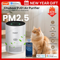 EU Tuya Smart Mini Air Purifier for Bedroom:40㎡/430Sq.Ft,App/Alexa,PM2.5,24dB Sleep,H13 Filter,Pet Hair/Odors/Smoke/Pollen White