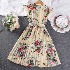 Flowers Girls Dress Summer Sleeveless Fashion Elegant Little Princess Dress Birthday Dance Party Gifts Kids Clothes 4-12 Years