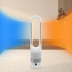 Cooling & Heating Bladeless Fan 220V W/ Timer Remote Control 8 Wind Speed Home Silent  Air Conditioner Heater LED Display