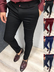 Men's Casual Pants Business Formal Pants High waist Slim Europe and the United States Style Solid Color Four Seaso