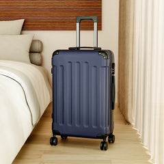 Blue Modern Hardside Spinner Suitcase with Combination Lock 20"