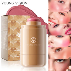 YOUNG VISION powder blusher stick, natural 6 color, matte, portable, lip and cheek pocket, rouge cream