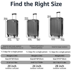 New Set of 3 Suitcases, ABS Hardside Suitcase Set, Durable Luggage Sets with 4 Quiet Wheels 28-24-20in