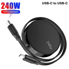 PD 240W USB-C to USB-C Retractable Fast Charging Type-C Data Cable Mobile Phone Charging Wire Suitable for iPhone Samsung Huawei