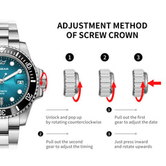 Men's Automatic Mechanical Watch – Business Luxury Style, Stainless Steel Bracelet, Water-Resistant & Luminous