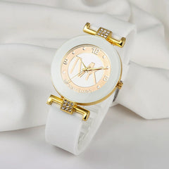 UTHAI Women Fashion Quartz Watch Light Luxury Diamond Silicone Band College Girl Watches Clock