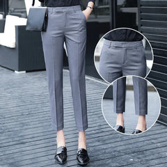 Black Gray Suit Pants Woman High Waist Pants Office  Formal Work Trousers Female Elegant Casual Straight Pants