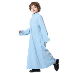 Boys Kids Islamic Muslim Juba Kaftan Robe Arabian Dubai Qatar Boy Long Sleeve Shirt Abaya Robe Dress Solid Color