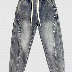 Vintage Washing Blue Jeans Men's Loose Fit Harem Trousers Casual Style Spring Summer Trendy Branded Men's Pants