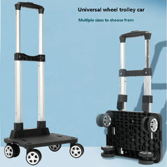 Aluminum Alloy Folding Shopping Cart Portable Lightweight Trolley Pull Rod Wheels Grocery Hauler Market Cart Home Use