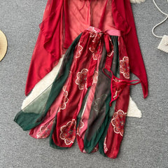 Sexy Perspective Women's Sexy Cosplay Costumes Asian RolePlay Suit 4 Pieces Chinese Midi Lingerie Geisha Kimono Hanfu Dress