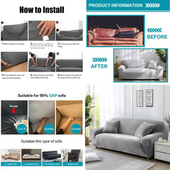 Velvet Sofa Cover Elastic Thick L Shaped Corner Sofa Cover for Living Room 1/2/3/4 Seater Stretch Cover for Sofa Couch Armchair