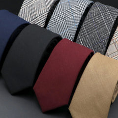 Classic Mens Solid Cotton Handmade 6cm Ties Striped Narrow Collar Slim Necktie Black Red Blue Formal Business Wedding Tie Gift