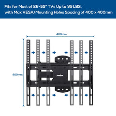 Tilting Swivel Wall TV Wall Bracket Mount Double Arms for 32-55 Inch