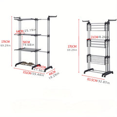 Clothes Rack Foldable Drying Rack 4 Tiers with Wheels Large Laundry Rack for Indoor and Outdoor Use