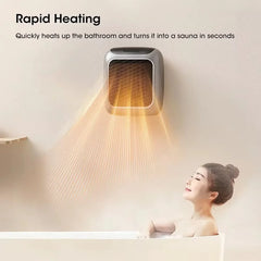 800W Mini Heater for Home Small Bathroom Heating Fans Wall Mounted PTC Ceramic with Remote Control Household
