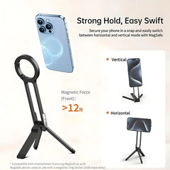 Aluminum Alloy Phone Tripod Carabiner-Mounted For iPhone Portable Dual-sided Magnetic Tripod Desk Phone Handle MagSafe Holder