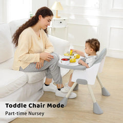 Baby High Chair 6 Months Plus, 2-in-1  with Footrest, Detachable Double Tray, Easy to Clean Feeding