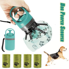 Portable Dog Pooper Scooper Outdoor Pet Waste Pick-up Cleaner Built-in Garbage Bag