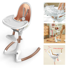 Hot Mom Baby High Chair With Adjustable Seat Height, Eating Chair with Foot Rest,Removable Tray,PU Leather Cushion