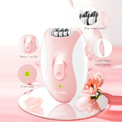 Kemei Women Epilator Electric Hair Removal Facial Body Lady Bikini，Legs，Arms，Armpit Hair Remover Underarms Rechargeable