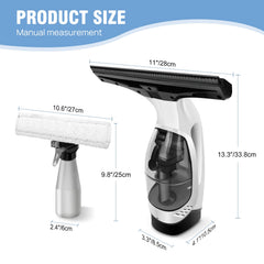 Cordless Window Vac Cleaner Rechargeable 28cm Squeegee Element & 150ml Water Tank, Window Washer with 200ml Spray Bottle