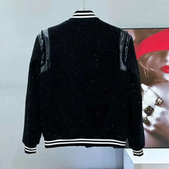 Design Men's Jackes Round Collar Bright Silk PU Laether Pacthwork Contrast Color Single Breasted Male Coats