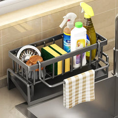 Sink Caddy Sponge Holder Sink Basket Brush Holder Dish Cloth Hanger Soap Rack Sink Stopper Holder Sponge Holder For Kitchen Sink