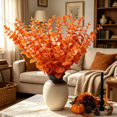 20/40pcs Artificial Plants Eucalyptus Leaves Faux Boughs Wedding Bridal Bouquet Home Vase Halloween Day of the Dead Gift Decora