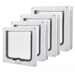Dog Cat Flap Door with 4 Way Security Lock Flap Door for Dog Cats Kitten ABS Plastic Small Pet Gate Door Kit Cat Dogs Flap Doors