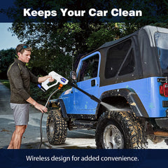 Rechargeable jet washer, portable high-pressure car wash, 6-in-1 nozzle, for garden, windows, cars and motorbikes