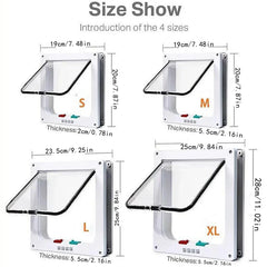 Dog Cat Flap Door with 4 Way Security Lock Flap Door for Dog Cats Kitten ABS Plastic Small Pet Gate Door Kit Cat Dogs Flap Doors