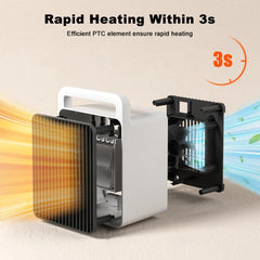 Mini Electric Heater For Room Household 600W Fast Heating Portable Desk Fan Warmer PTC-Ceramic Warm Air Bedroom Warming Machine