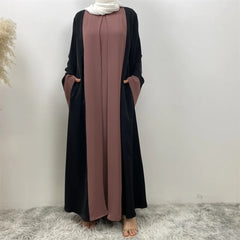 Fashion Muslim Middle East new hot selling abaya Arab Turkish Islamic fashion women's stitching fake 2-piece cardigan dress