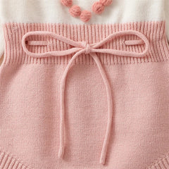 Baby Girl Knitted Romper Sweater Long Sleeve Knit Heart Embroidery Bodysuits Warm Fall Winter Clothes