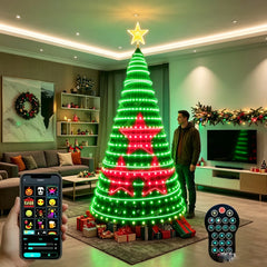 Christmas Tree Lights, RGBIC 400LED Smart Fairy String Lights with Top-Star Decor, Addressable Xmas Lights for Indoor Outdoor
