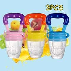 3 PCs Baby Fruit and Vegetable Teether Food Supplement Bite Le Silicone Baby Feeding Tableware