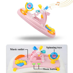 2 in 1 Baby Walker with Music & Light Spinning Toy Dining Tray Safety Brake Floor Mats Push Handle Baby Push Walker Anti-slip