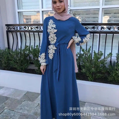 2023 New Style Middle East Muslim Long Kaftan Dress Plus Size Long Sleeve Ethnic Gathered Weekly Wear Dubai Kaftan Women's Cloth