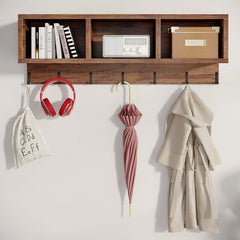 Tribesigns Coat Rack Shoe Bench Set, Hall Tree with Shoe Bench, Industrial Shoe Rack Bench with Coat Rack, 3 Storage Cubbies