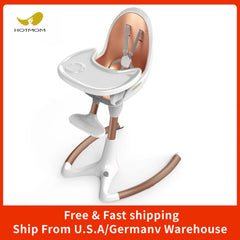 Hot Mom Baby High Chair With Adjustable Seat Height, Eating Chair with Foot Rest,Removable Tray,PU Leather Cushion